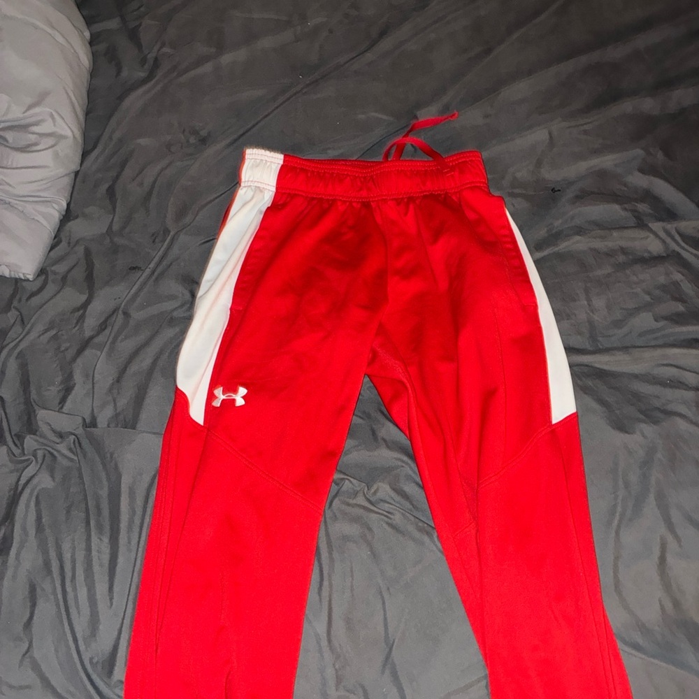 Under Armour Red & White Athletic Sweatpants (Men’s Large)